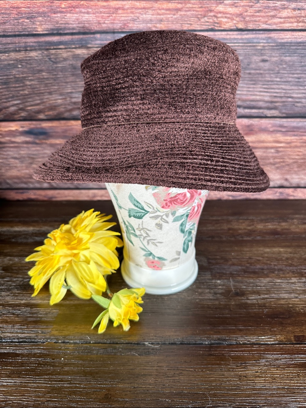 Annabel Ingall Soft Textured Chocolate Brown Bucket Hat